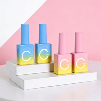 Vente en gros de flacons en verre écologiques de 10 ml, carrés, à dégradé de couleurs, avec gravure, pour cosmétiques, vernis à ongles, avec bouchon remplaçable