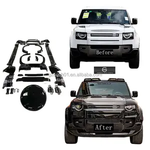 Phụ kiện xe hơi cho Land Rover Defender phụ kiện màu đen 700 Bộ dụng cụ cơ thể phía trước xe cản bên váy