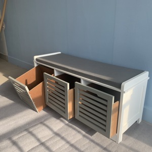 Ghế Giày Lối Vào Có Chỗ Để Đồ & Ghế Ngồi, Ghế Dài Lối Vào Có Đệm, Đồ Nội Thất Tủ Giày, Màu Xám - Product Image 4