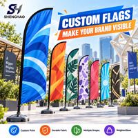 Drapeau publicitaire personnalisé en polyester imprimé numériquement, résistant au vent (35 mph), avec mât en fibre de carbone et kit de matériel complet