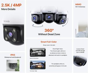 Tenda 2K QHD açık Wi-Fi güvenlik kamera 4MP Plug-in 360 ° tam kapsama renk gece görüş AI insan/araç/hareket algılama - Product Image 5
