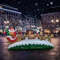 Décoration de jardin gonflable avec logo lumineux Père Noël et boîte cadeau pour rehausser l'ambiance des fêtes, imperméable et résistante au vent