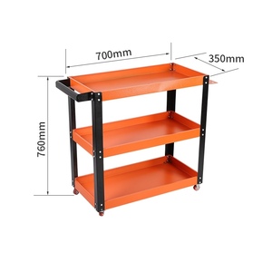 Almacenamiento de garaje personalizado de fábrica, 4 ruedas, gabinete de herramientas industrial móvil de 3 niveles, carro de herramientas de Metal para taller profesional con herramientas - Product Image 3