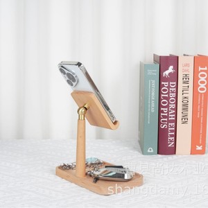Wooden minimalist lazy phone holder, desktop <b>stand</b>, <b>tablet</b> holder, solid wood rotatable phone and key storage rack - Product Image 4