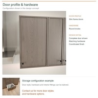 Meuble de cuisine Shaker en chêne blanc pour aménagement en U, avec portes fines à cadre fumé, boîtes en MDF et boutons ronds