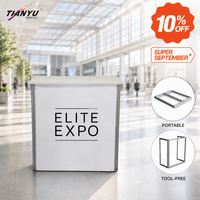 Comptoir de réception pliable portable TIANYU en aluminium pour salon professionnel, montage sans outil, étagère de rangement, impression graphique personnalisée