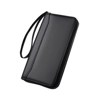 Portefeuille long pour homme en PU avec fermeture éclair, grande capacité, multiples emplacements pour cartes, design à empiècements, chaînes, élégant, décontracté et professionnel