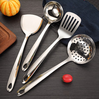 Ensemble de 6 ustensiles de cuisine en acier inoxydable robuste, poli miroir, outils de cuisine en métal, spatule, louche, écumoire, pour restaurant