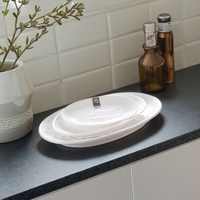 Vente en gros de plats bon marché de forme ovale en mélamine blanche 100% de 8 pouces