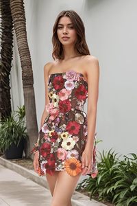 Vestido <span class=keywords><strong>de</strong></span> flores 3D sin forro <span class=keywords><strong>para</strong></span> <span class=keywords><strong>Adolescentes</strong></span>-vestido <span class=keywords><strong>de</strong></span> cóctel formal <span class=keywords><strong>de</strong></span> estilo corto-mini vestido <span class=keywords><strong>de</strong></span> fiesta ajustado - Product Image 4