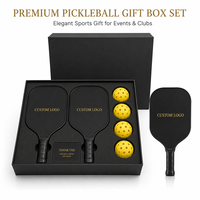 Ensemble de pickleball de luxe personnalisé avec logo, pour événements sportifs professionnels, 2 raquettes, 4 balles, norme USAPA, noyau en nid d'abeille en fibre de verre, coffret cadeau
