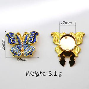 JFRB211新製品Diyオイルドリップブルー<span class=keywords><strong>Cloisonne</strong></span>バタフライ合金ボタンカバー手作り材料直接供給 - Product Image 6