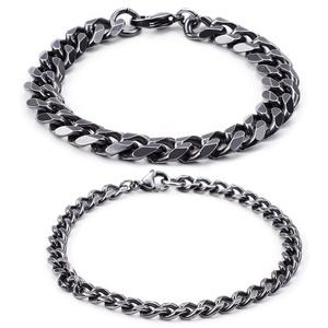 Bracelet chaîne <span class=keywords><strong>gourmette</strong></span> en acier inoxydable couleur canon de fusil, 4 largeurs 6-11mm, fermoir mousqueton, pour hommes et femmes, hypoallergénique, OEM - Product Image 1