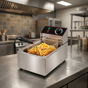 Friteuse électrique AFS Equipments 8L en acier inoxydable de qualité commerciale 2,5KW, cuisson rapide, usage en restaurant - Product Image 4