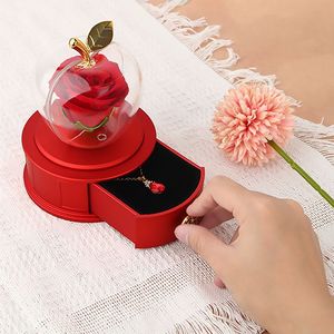 Damai ของขวัญผู้หญิงกล่องกุหลาบแท้สำหรับคริสต์มาสรูปแอปเปิ้ลพร้อมของขวัญดอกไม้นิรันดร์สำหรับวันครบรอบวันเกิด - Product Image 3