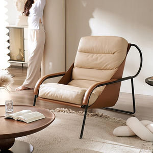 كرسي أريكة من الجلد الفردي الحديث للمنزل لغرفة المعيشة مصاحب للدراسة ولسان قراءة البجع تصميم بون - Product Image 1