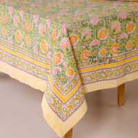 Nappe indienne en pur coton 100% faite à la main, imprimé floral, décor de table de mariage, couverture de salle à manger