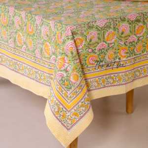 Nappe indienne en pur coton 100% faite à la main, imprimé floral, décor de table de mariage, couverture de salle à manger - Product Image 3