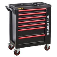 Chariot à outils en acier verrouillable à 7 tiroirs pour atelier de réparation automobile OEM/ODM/OBM, capacité de charge de 450 kg, avec panneau de verrouillage