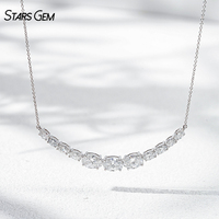 Collana Trendy da Donna StarsGem in Oro Massiccio 18K Placcato Rodio con Diamante Coltivato in Laboratorio Bianco Colore D Taglio Ovale a Griffe 3.6g