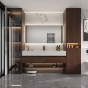 Meuble de salle de bain de luxe léger avec lavabo intégré en pierre sans joint, adapté aux chambres à coucher, aux hôtels ou aux appartements - Product Image 5