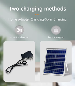 Qinyang Ventilateur solaire domestique à double usage de 16 pouces avec hauteur réglable 3 vitesses et éclairage LED <span class=keywords><strong>Charge</strong></span> USB IP65 pour <span class=keywords><strong>jardin</strong></span> - Product Image 6