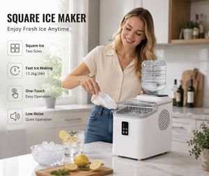 Portable <b>Countertop</b> Square <b>Ice</b> <b>Maker</b> Machine with Self Cleaning Top Fill Water Tank 3 <b>Ice</b> Sizes for Home Office Bar - Product Image 5