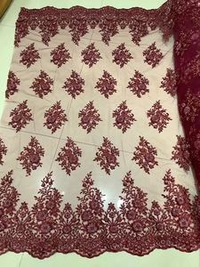 Tissu en <span class=keywords><strong>dentelle</strong></span> perlée 100 % polyester, vente en gros, idéal pour les robes de mariée et accessoires, perles et sequins fabriqués à la machine - Product Image 6