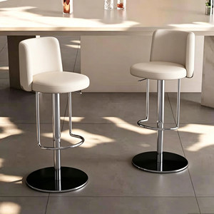 Tabouret <span class=keywords><strong>de</strong></span> <span class=keywords><strong>bar</strong></span> pivotant en acier inoxydable <span class=keywords><strong>de</strong></span> luxe léger, réglable en hauteur, avec dossier, pour l'extérieur, l'hôtel et la salle à manger à domicile - Product Image 2