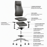 Chaise de bureau exécutive ergonomique à dossier haut en cuir PU, pivotante, avec appui-tête, pour salle de réunion, bureau à domicile