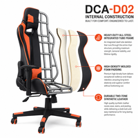 Chaise de jeu avec accoudoirs réglables en hauteur, mécanisme d'inclinaison papillon 2,5 mm, vérin à gaz classe 3, base en nylon 350 mm pour joueur
