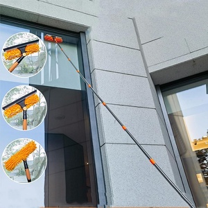 Limpiador de paneles solares, poste de aluminio telescópico con escobilla de goma giratoria, arandela para limpieza de ventanas, fregona de coche, lavado de espuma, chenilla - Product Image 1