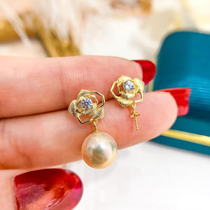 Accesorios de Plata S925 para DIY, Bandeja Vacía con Diseño de Flor para Joyería, Aretes, Cuentas de 8-10mm, Categoría de Producto: Aretes de Perlas-20928 - Product Image 1