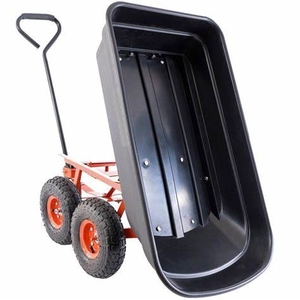 Easy Moving Cargo Truck Steel Frame <strong>Wheelbarrow</strong> with Four-Wheel Roll Container Utility Tralier Garden Dump Cart for Home Use - Product Image 5