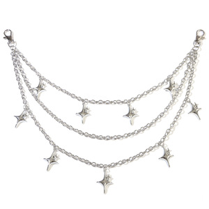 Chaîne de taille multicouche en argent avec étoiles pour jeans, style hip-hop décontracté, en alliage de zinc - Product Image 5