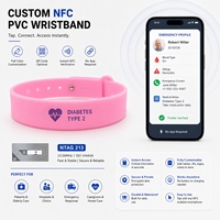 Bracelet d'identification médicale NFC en PVC personnalisé, bracelet intelligent souple pour hôpital, soins aux personnes âgées, informations d'urgence, identification du patient