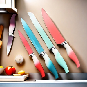 Colorful Stainless Steel Kitchen Knife Chef Knife Set Peeler Kitchen Accessories Knife Se with <b>Acrylic</b> Knife <b>Block</b> - Product Image 4
