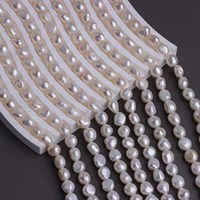 Perles de culture d'eau douce naturelles baroques 7-8mm, forées sur deux côtés, haute brillance, blanches, irrégulières, pour la fabrication de bijoux DIY