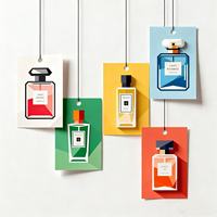 Désodorisants suspendus pour voiture 2025 en papier coton, forme bouteille de parfum personnalisée, parfum longue durée pour rétroviseur
