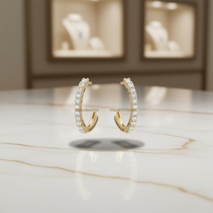 ต่างหูบาลอนติน ฮักกี้ 18K โกลด์ฟิลด์ คริสตัล ไรน์สโตน ช่องใส่คริสตัลแบบช่อง ต่างหูสำหรับผู้หญิงสวมใส่ทุกวันสุดหรู - Product Image 2
