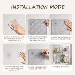 Organisateur mural Pegboard sans perçage, kit <span class=keywords><strong>de</strong></span> rangement modulaire adhésif DIY avec crochets et étagères pour la <span class=keywords><strong>cuisine</strong></span>, la salle <span class=keywords><strong>de</strong></span> bain, la maison - Product Image 6