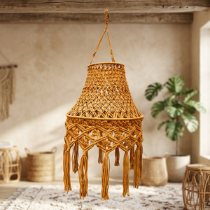 Handwoven Macrame Fabric Hanging Basket Wall Hanging Tassel Pendant <b>Ornament</b> for Home Boho Indoor Decor Housewarming Living Room - Product Image 2