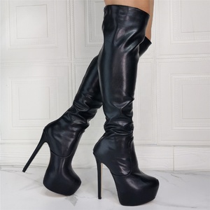 <b>Leopard</b> Prints Platform Women's Knee High <b>Boots</b> Back Zipper Stiletto Ladies Long Night Party Heels Shoes - Product Image 4