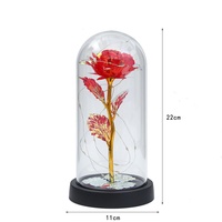 Vente en gros Veilleuse dôme en verre fleur colorée Décoration de bureau romantique pour la Saint-Valentin Ornement floral éternel lumineux