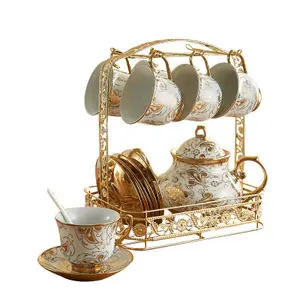 Набор керамических кофейников с золотым рисунком, высококачественный набор чайников, английская чашка для послеобеденного чая
