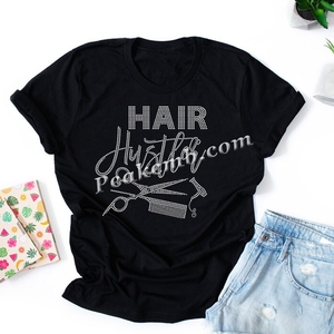 Hot Fix personnalisé <span class=keywords><strong>cheveux</strong></span> Hustle <span class=keywords><strong>strass</strong></span> conception extensible impression par transfert de chaleur pour les vêtements - Product Image 5