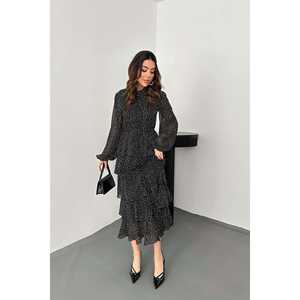 Wholesale Black Polka Dot Chiffon Layered <b>Cocktail</b> <b>Dress</b> - Product Image 4