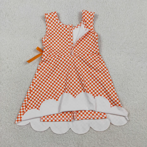 Wholesale Girls Summer Yoga <b>Dress</b> Sleeveless <b>Plaid</b> Print Active <b>Dress</b> Casual Knee Length Scallop Athletic <b>Dresses</b> - Product Image 5
