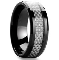 Fabriqué en Chine Bague en céramique de zircone incrustation de fibre de carbone noire 8mm Anneaux en céramique noire pour la décoration