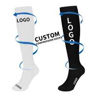Logo personnalisé 20-30mmHg Chaussettes de compression en bambou unisexes à hauteur du genou pour le sport et l'allaitement, amusantes et heureuses